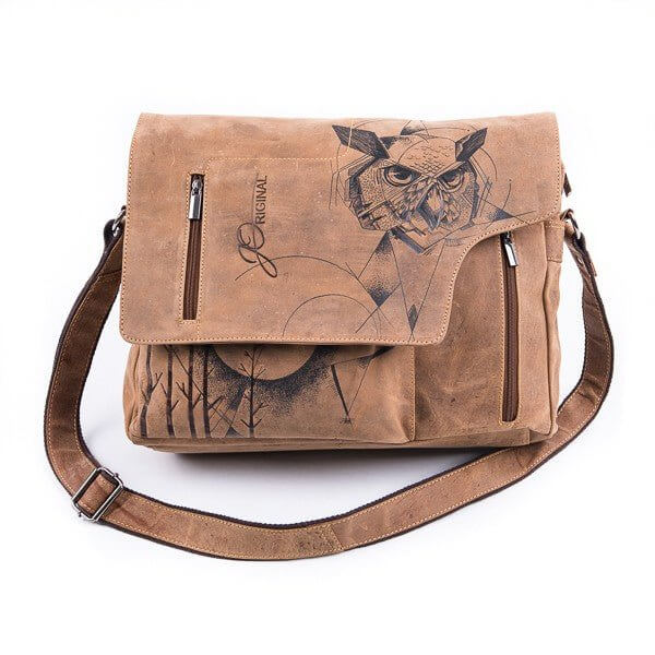 Bild: Tasche aus Leder mit Eulen-Motiv