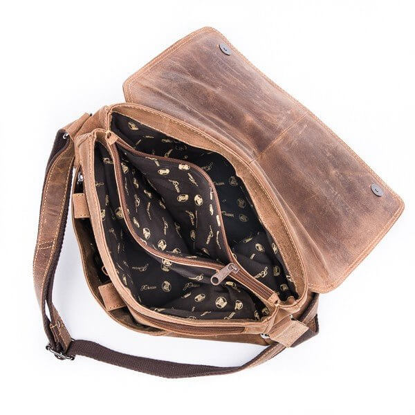 Bild: Tasche aus Leder Maritim die großen Innenfächer von oben